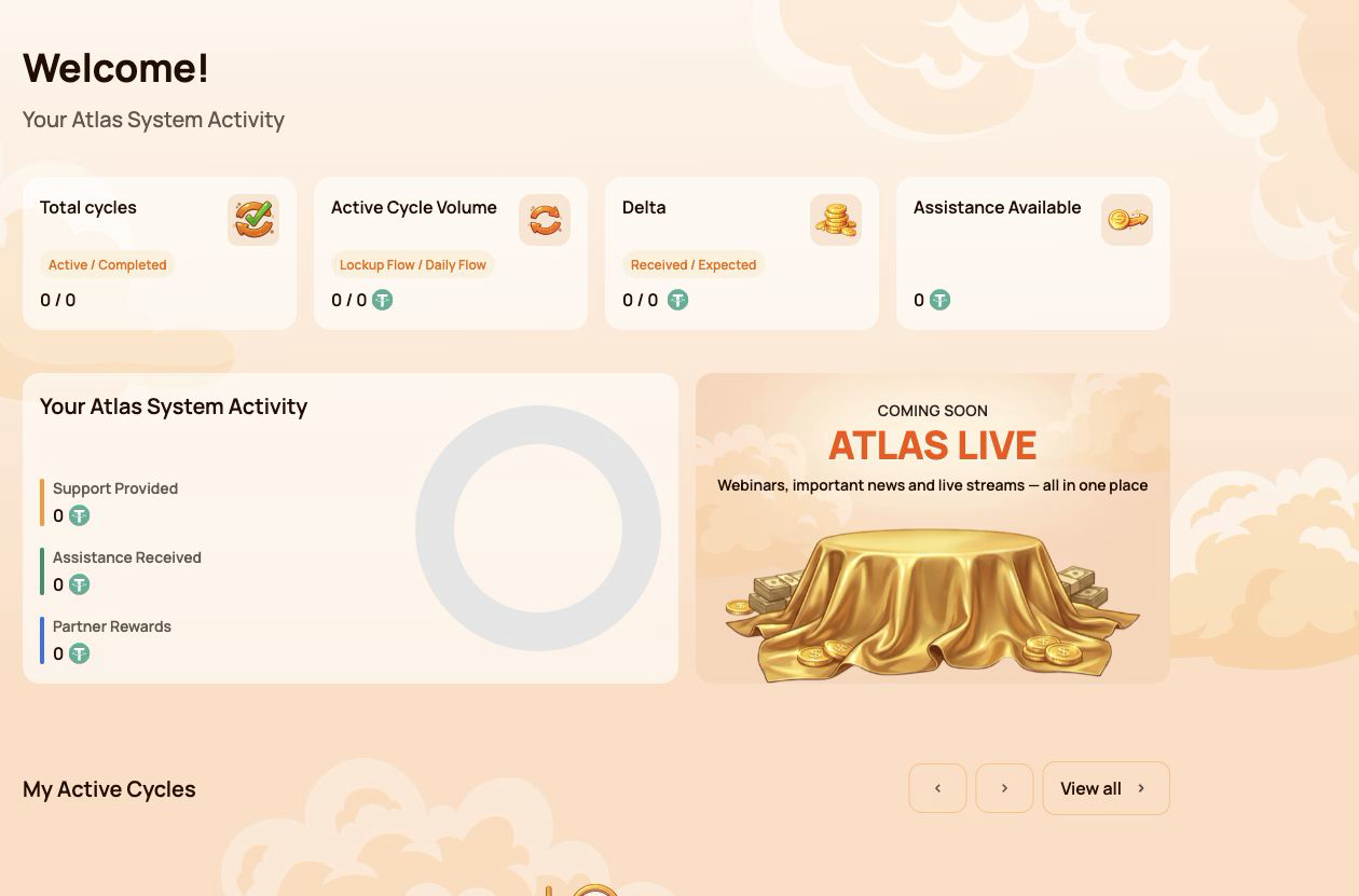 Dashboard overview: cycles, activity and partner status.