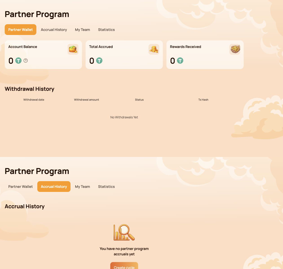 Partner Wallet and Accrual History.